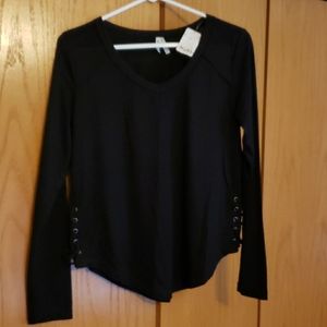 MUDD Juniors black long sleeve side lace up top